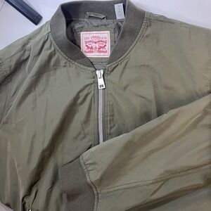 Levis Bomber Jacket Mens 3X Army Green Full Zip Flight Full Zip Military Utility